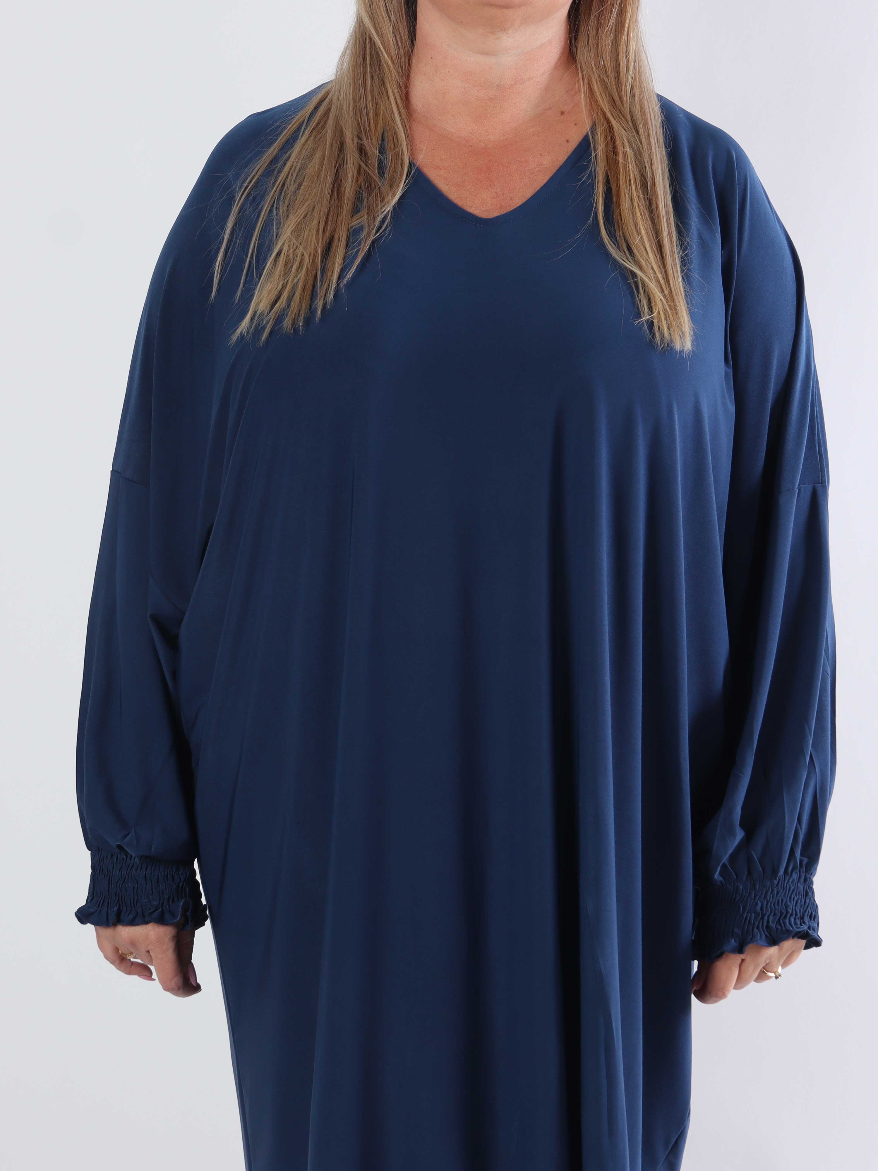 Azmina Plain L/S - Elastisk plus size tunikakjole i loose fit